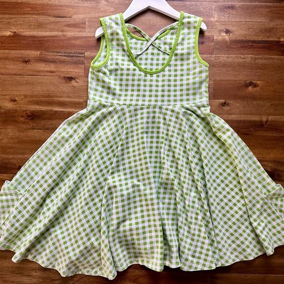 SweetHoney Sleeveless Game Day Knit Dress Big Green Gingham Cotton Teen 10 - Picture 5 of 8